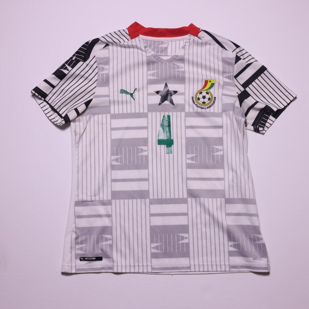 Puma Ghana Soccer Jersey Jonathan Mensah #4 Kids L Adult XS White Football Shirt